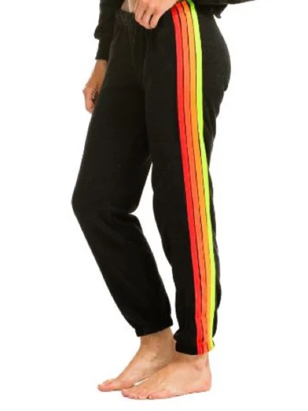 Aviator Nation Charcoal Joggers with Neon Red & Neon Yellow Stripes